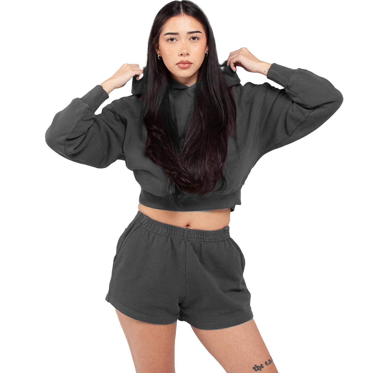 Women Garment Dye Crop Hoodie