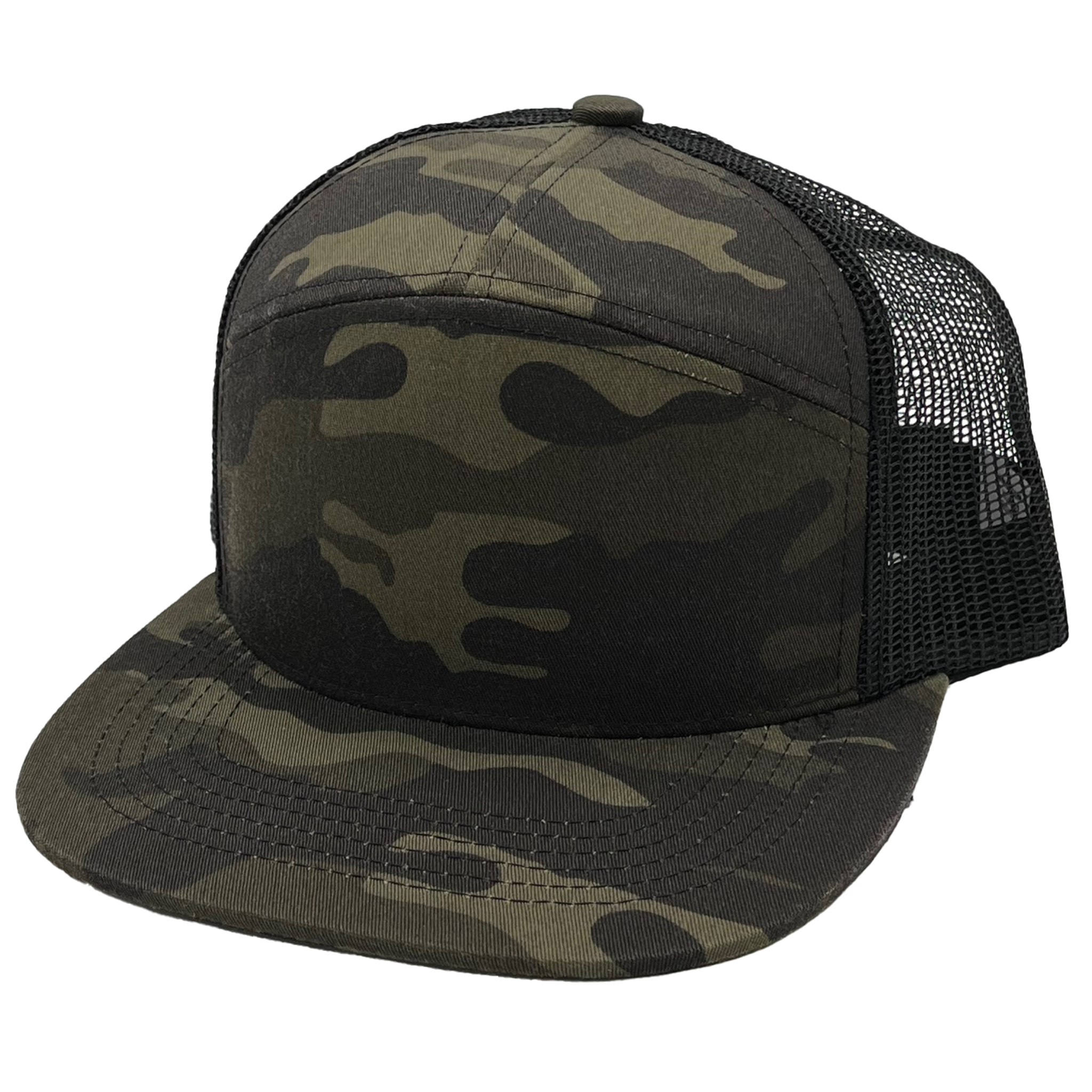 GNV-7005M - 7 Panels Mesh Flat Bill Cap