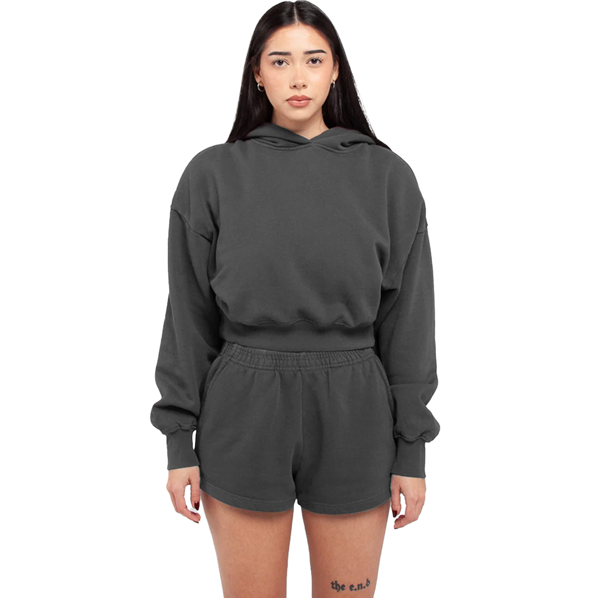 Women Garment Dye Crop Hoodie