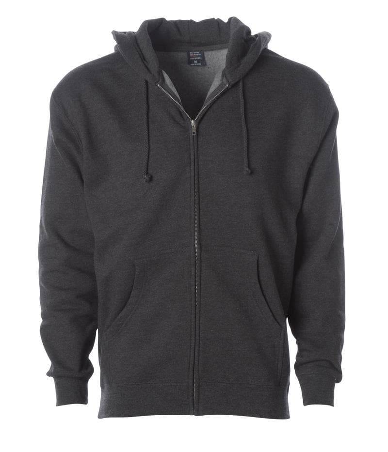 Independent Trading Co IND4000Z Heavyweight Full Zip Hooded Sweatshirt Charcoal Heather XL