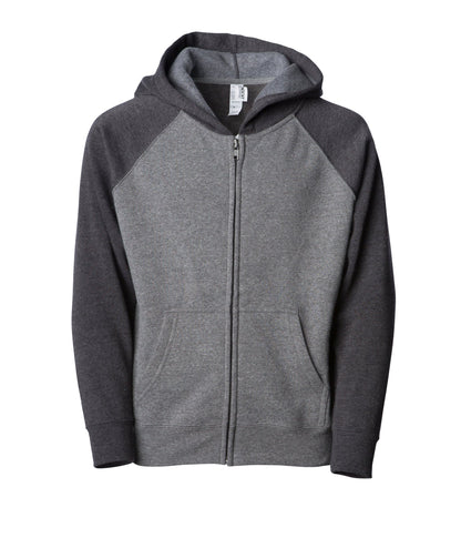 PRM15YSBZ - Youth Lightweight Special Blend Raglan Zip Hood
